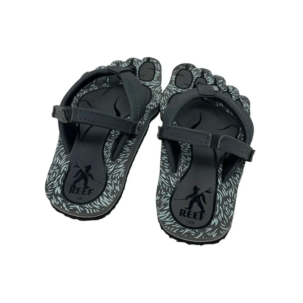 Reef Little‎ Reef Creatures Kids Grey Flip-Flop Sandals Kids Size 7/8 Big Foot